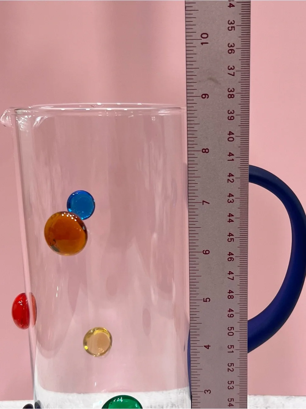 Vintage Murano Style Art Glass Pitcher Rainbow Dot Bubbles Post Modern Memphis